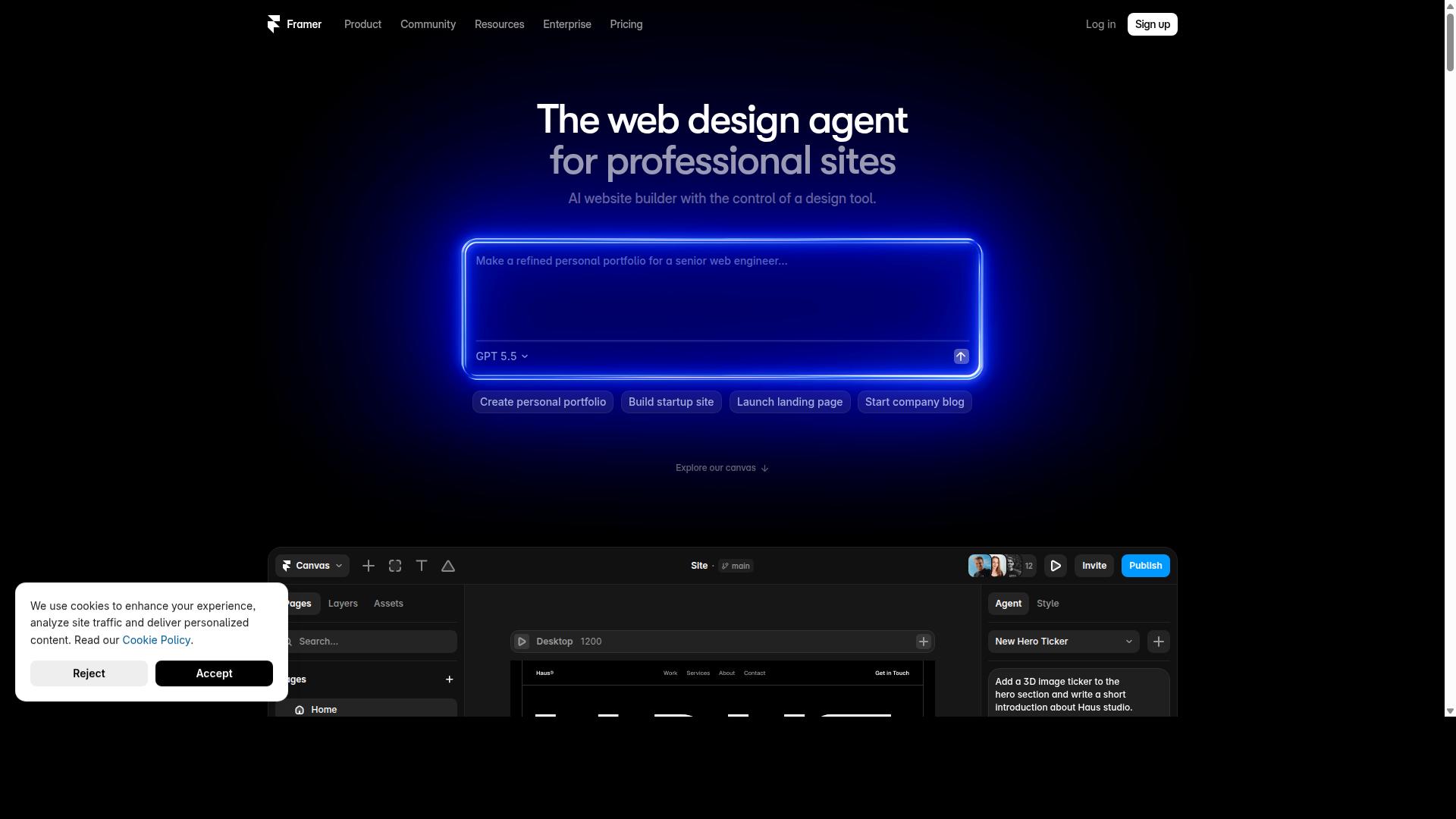 Framer website