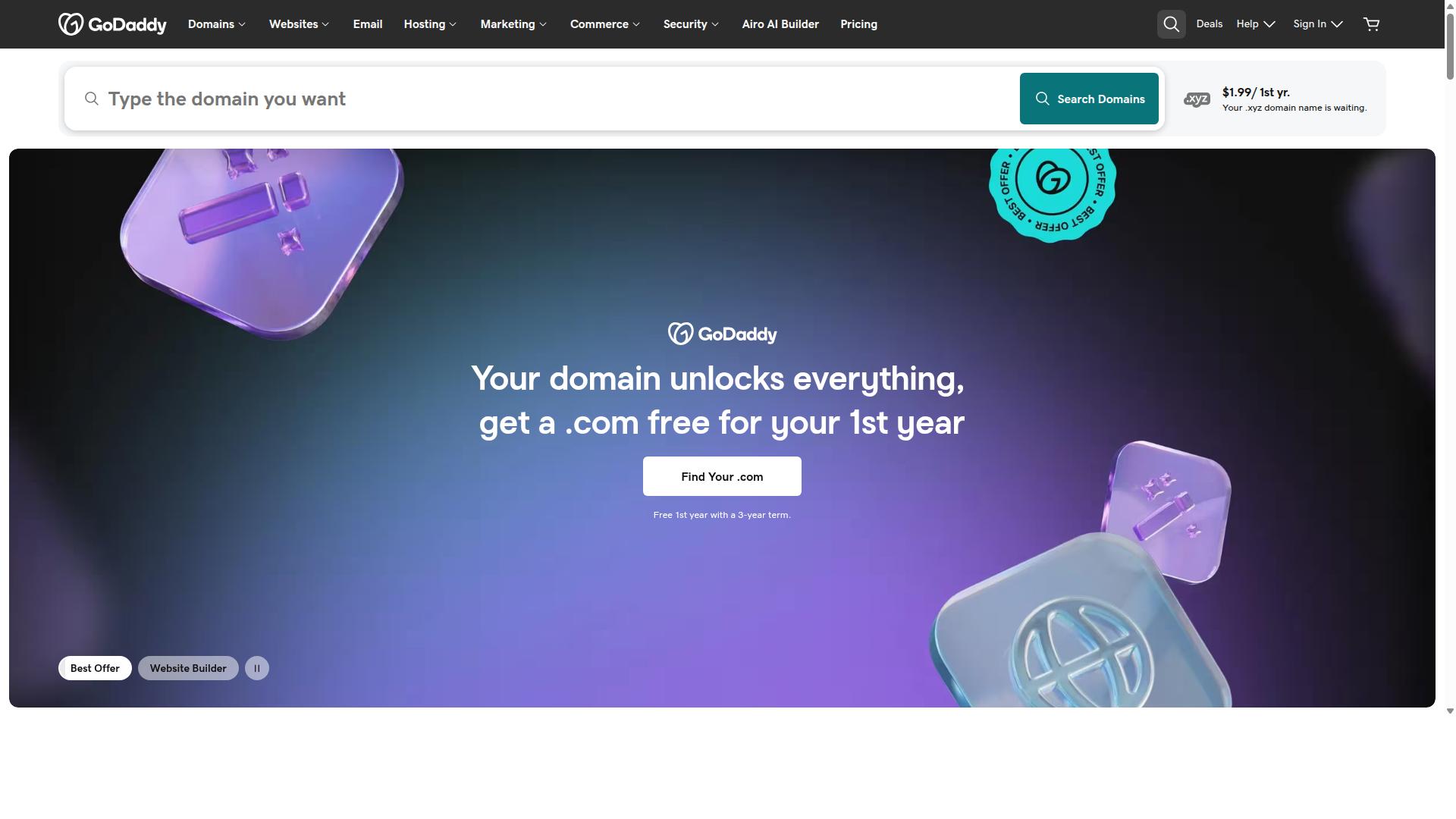 GoDaddy website